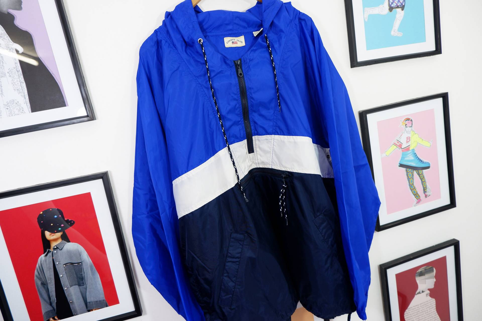 90Er Vintage Nylon Kapuzen Windbreaker, Colorblock Oversized Jacke, Xl von TheSurrealVintageCo