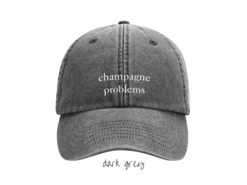 Cap "Champagne Problems" - Washed Dad Cap Taylor Dunkelgrau Grau Low Profile Theswiftshopde Tour Outfit Geschenk von TheSwiftShopDE