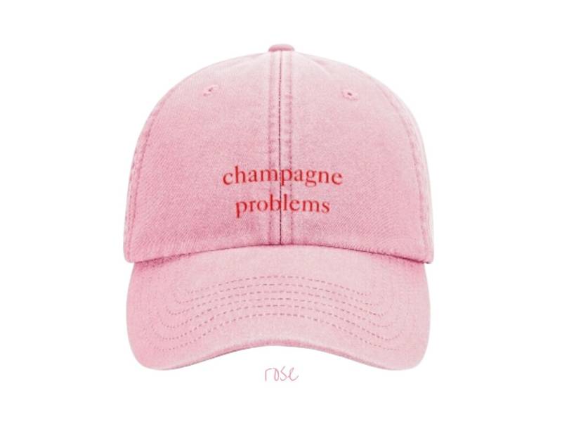 Cap "Champagne Problems" - Washed Dad Cap Taylor Rosa/Rot Low Profile Baseballcap Theswiftshopde Tour Outfit von TheSwiftShopDE