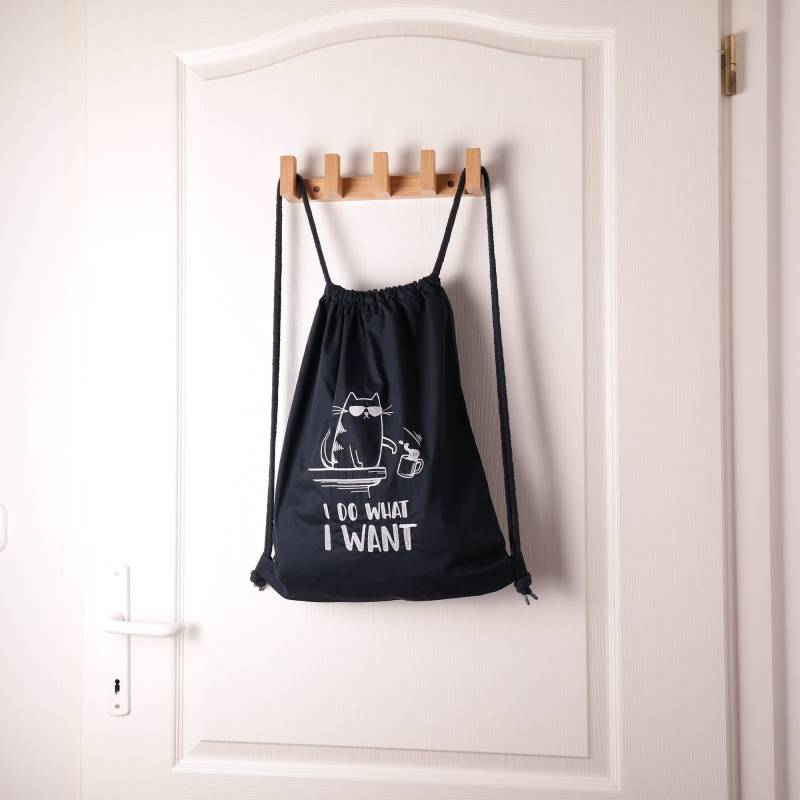 I Do What Want Katze Turnbeutel - Bestickt 100% Recycelt Polyester 15 Liter 40 X 48cm Tragetasche Tasche von TheTSO
