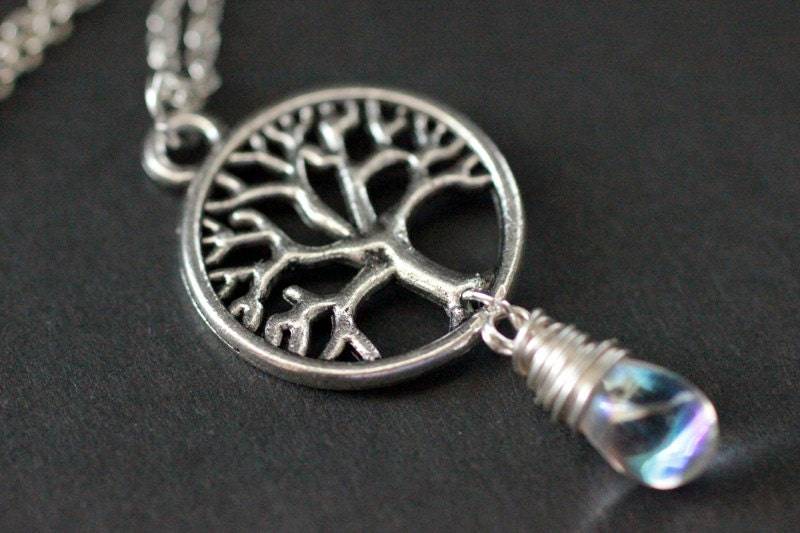 Baum Halskette. Des Lebens Halskette in Silber. Draht Gewickelt Klar Teardrop Handmade Schmuck von TheTeardropShop
