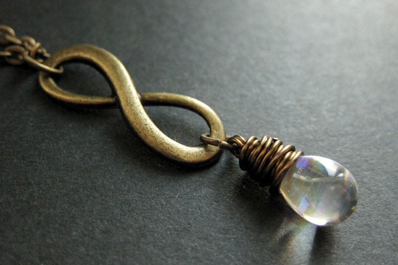 Draht Gewickelt Bronze Infinity Halskette. Klare Teardrop-Halskette. Handmade Schmuck von TheTeardropShop
