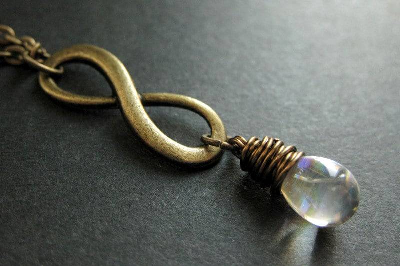 Draht Gewickelt Bronze Infinity Halskette. Klare Teardrop-Halskette. Handmade Schmuck von TheTeardropShop