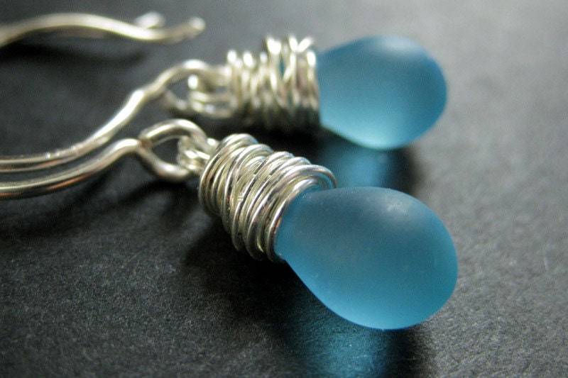 Gefrostete Türkis Ohrringe. Silber Draht Gewickelt Necklaces.teardrop Handmade Schmuck von TheTeardropShop