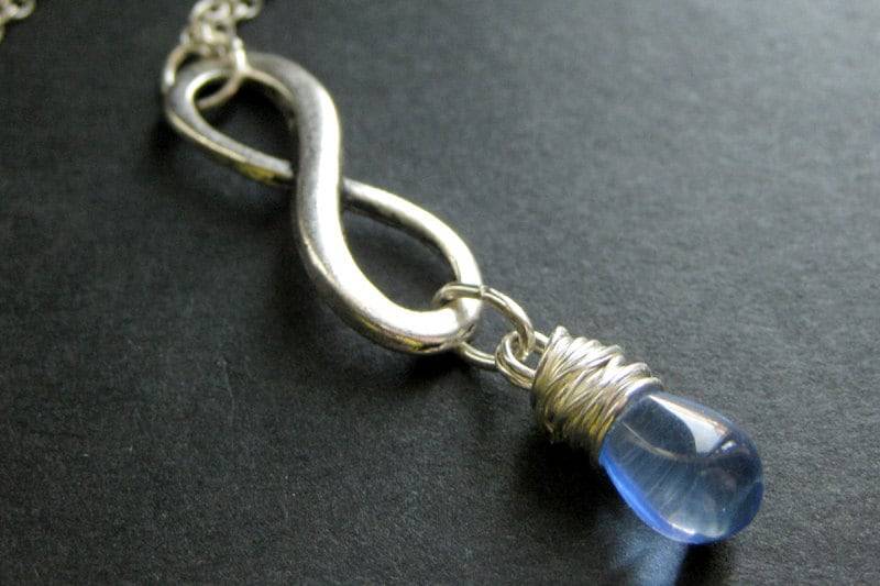 Infinity Symbol Halskette. Draht Gewickelt. Tropfen Anhänger Blaue Handmade Schmuck von TheTeardropShop