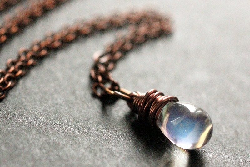 Klare Solitaire Teardrop Halskette. Charm Kupfer Brautjungfer Handmade Schmuck von TheTeardropShop