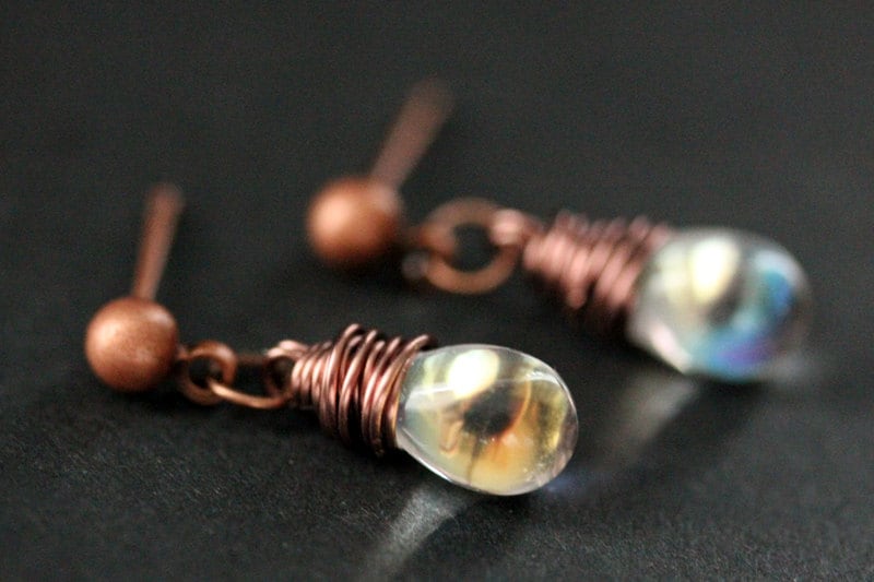 Kupfer Ohrringe - Klare Teardrop Ohrringe. Post Baumeln Ohrstecker. Handmade Schmuck von TheTeardropShop