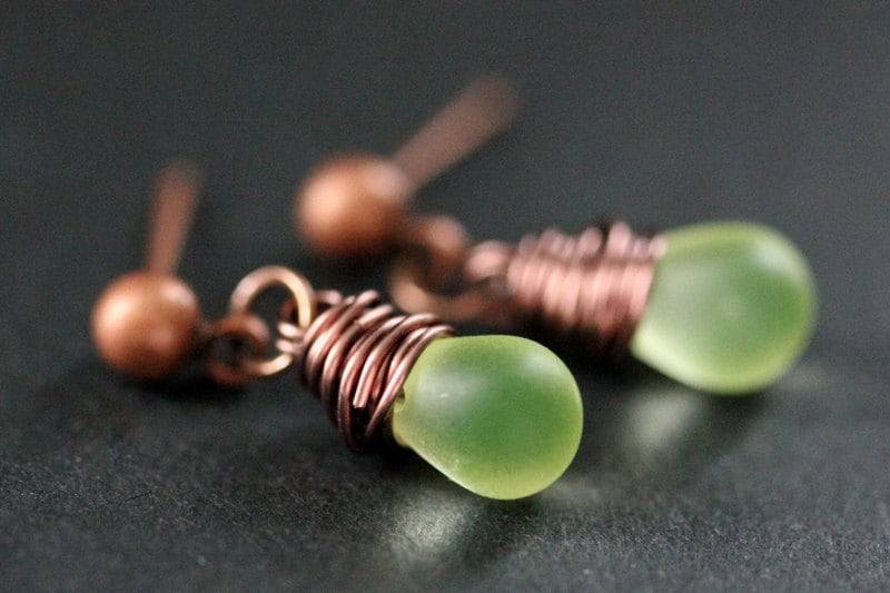 Kupfer Ohrringe - Träne Zitrone Limette. Baumeln Ohrringe. Ohrstecker. Handmade Schmuck von TheTeardropShop