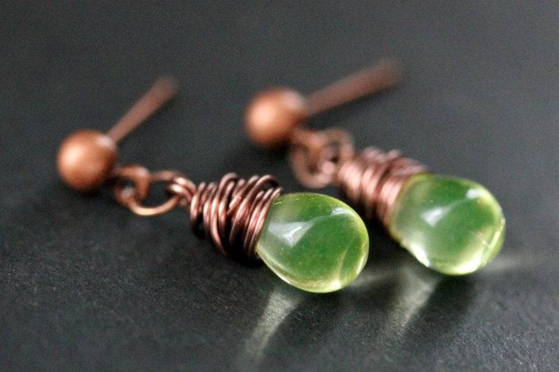 Kupfer Ohrringe - Zitrone Ohrringe. Ohrstecker. Teardrop Baumeln Handmade Schmuck von TheTeardropShop