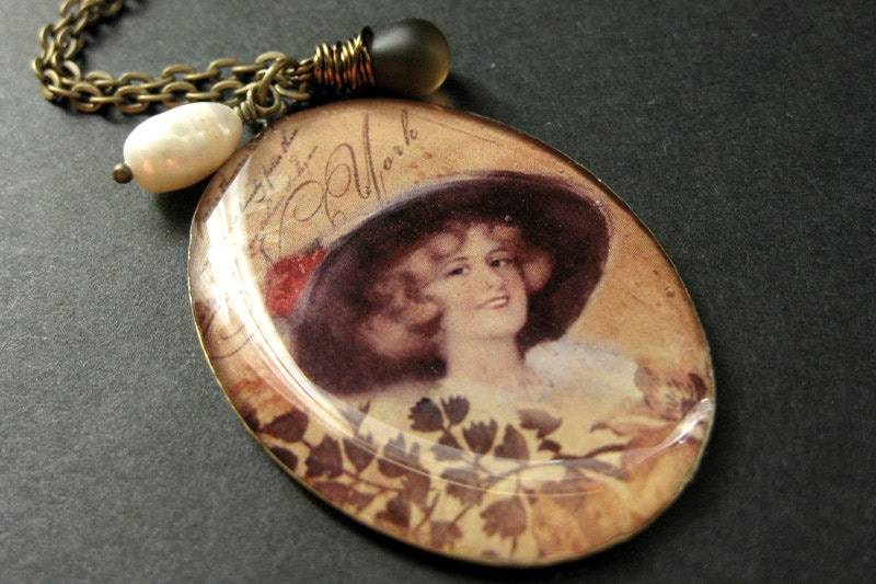 Old-West-Halskette. Western Girl Halskette Mit Brauner Träne Und Süßwasserperle. Handmade Schmuck von TheTeardropShop