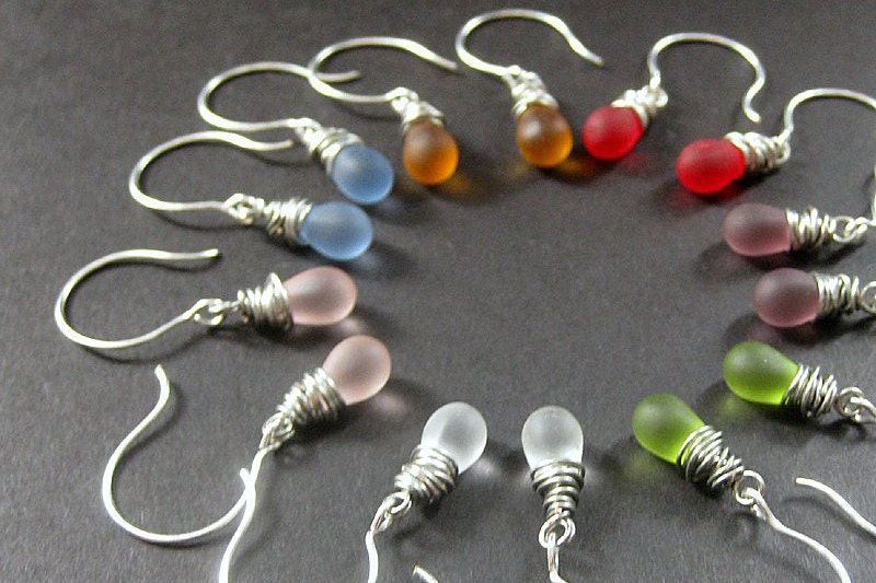 Sterling Silber Ohrringe Aus Draht Gewickelt - Set Von Sieben Stück Zum Preis Sechs Handmade Schmuck von TheTeardropShop
