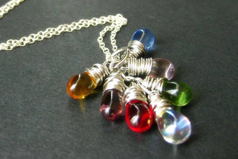 Teardrop-Halskette Mit Klaren Charms Und Silber. Silberkette Anhänger. Handmade Schmuck von TheTeardropShop