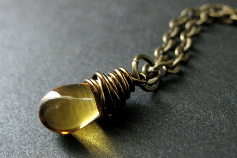 Tropfen Halskette. Honig Glas Teardrop Halskette in Bronze. Brautjungfer Handmade Schmuck von TheTeardropShop