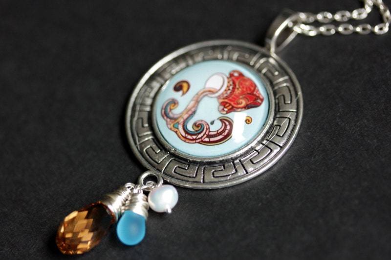Wassermann Halskette. Sternzeichen-Halskette. Native Sun Sign Constellation Horoskop Draht Gewickelt Kristall Halskette Charm von TheTeardropShop