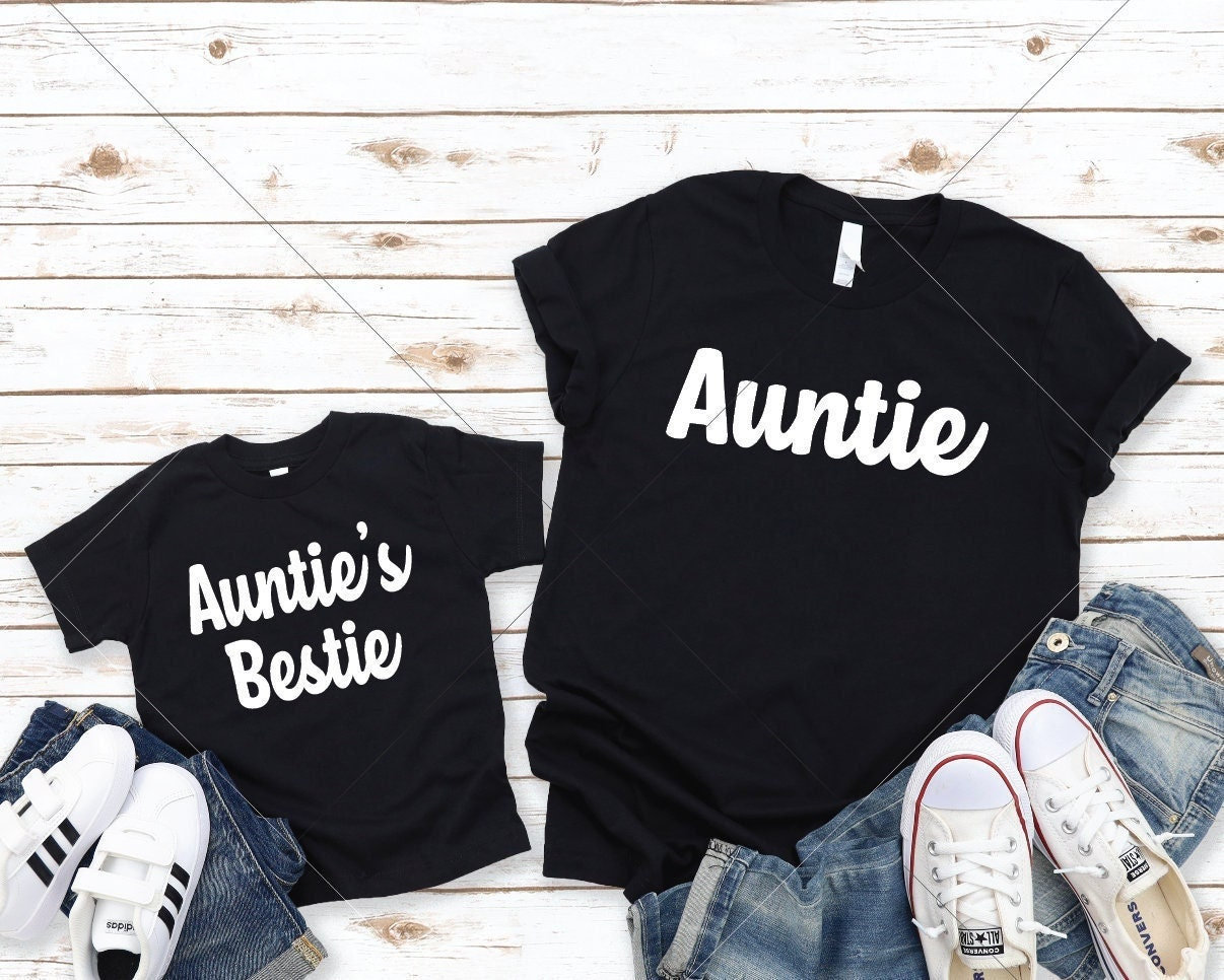 Tante Und Tante's Bestie Custom Matching Bold Shirt Set - Cute Match Onkel Neffe Nichte Neugeborene Kleinkind Baby Geburt Dusche Feier von TheTeeStudio