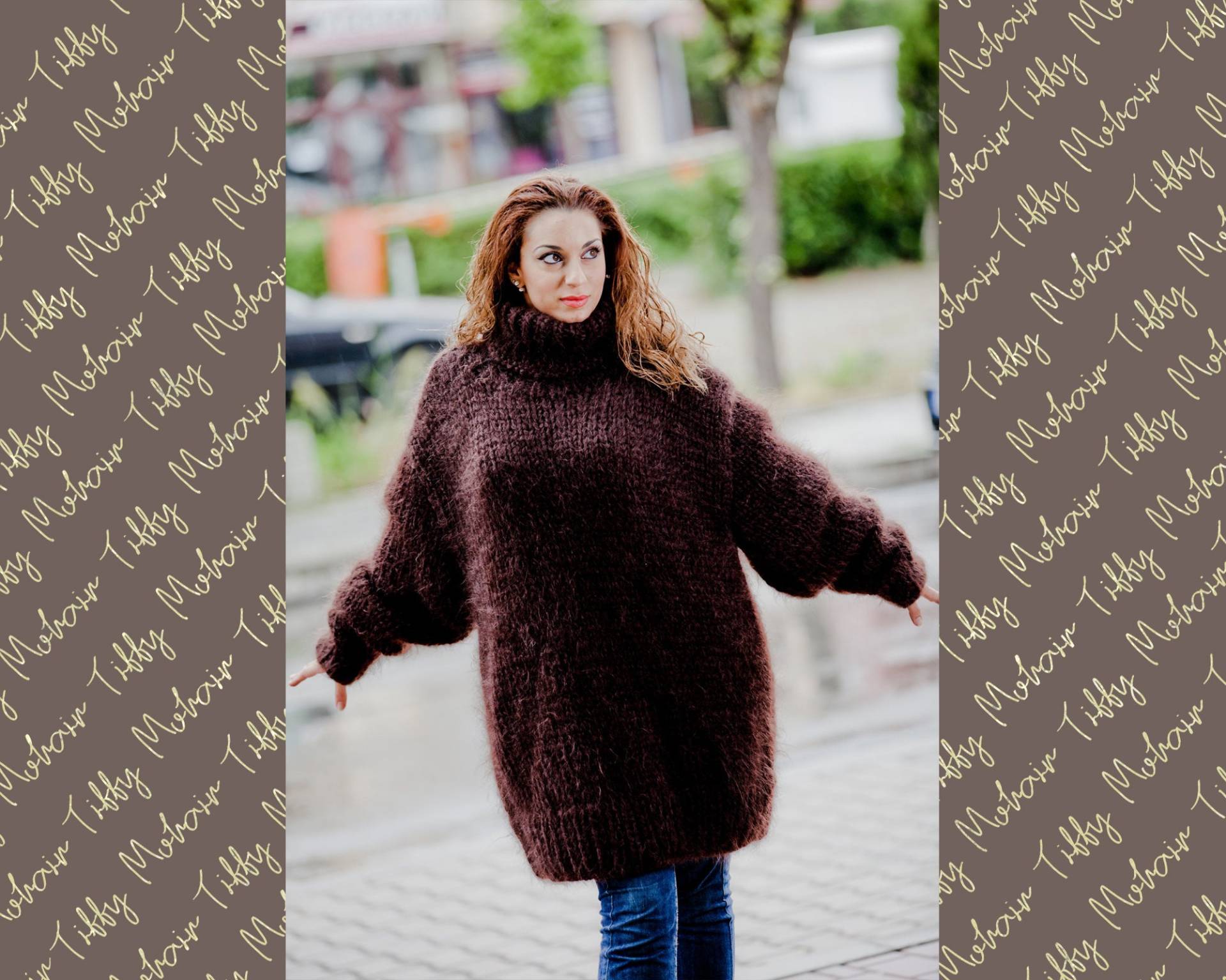 Handgestrickter Mohair-Kaschmir-Pullover - Dicker Übergroßer Flauschiger Rollkragenpullover T59 Handgestrickter Mohair-Kaschmir-Pullover - Dicker Übergroßer Flauschiger Rollkragenpullover T59 von TheTiffyMohair