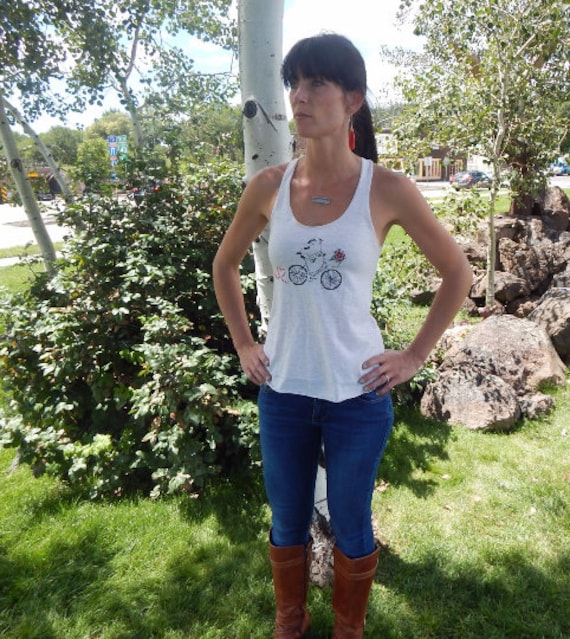 Ziege Auf Einem Fahrrad Triblend Racerback Tank Goat Design Love Ziegen Farm Life von TheTinyFarmer