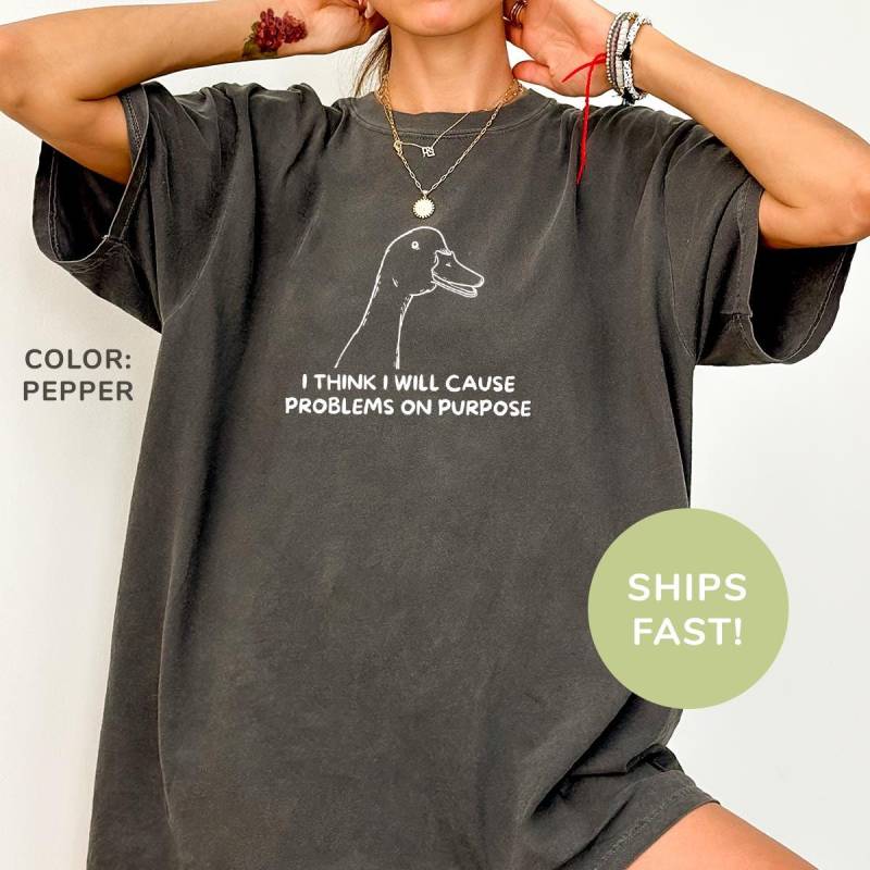 Comfort Colors® Ich Denke, Ich Werde Probleme Absichtlich Verursachen Shirt Lustiges Gans Dumme Sarkasmus Meme von TheTinyThreadsCo