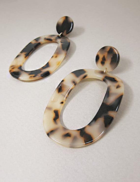 Acetat Harz Runde Ovale Form Baumeln Tropfen Post Ohrringe von TheTizana