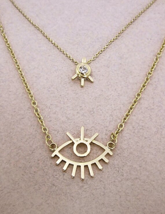 Evil Eye Wire Abstrakte 2 Linien Layered Halsketten von TheTizana