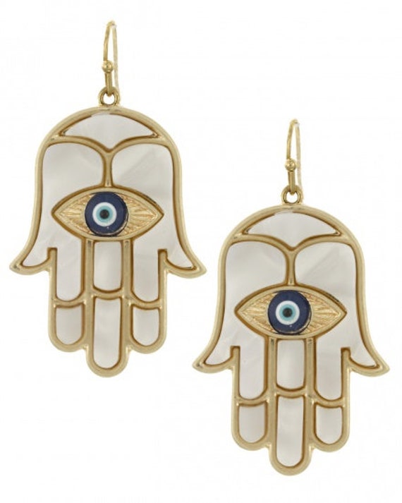 Hamsa Hand Cellulose Acetat Baumschmink Ohrringᄂ von TheTizana