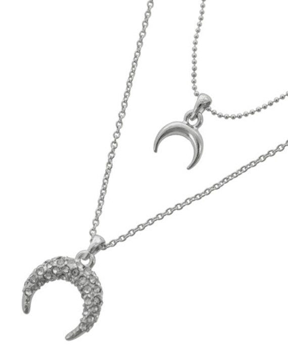Kleine Doppelgesteinte Horn 2-Linie Layered Halskette von TheTizana