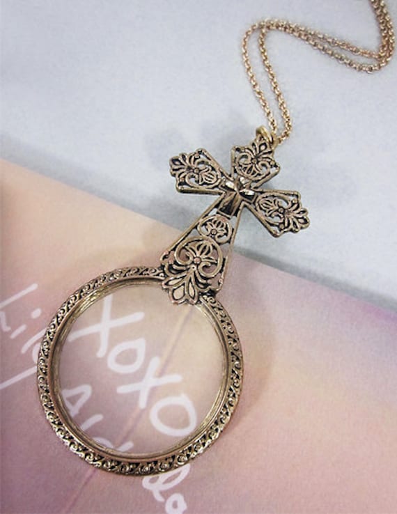 Kreuz 6-Fach Lupe Anhänger Halskette, 30 "Plus 3" von TheTizana