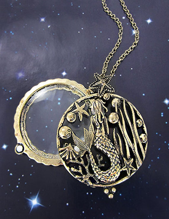 Meerjungfrau 6-Fache Lupe Oben Schiebemagnet-Anhänger-Halskette, 76 cm Plus 3 von TheTizana