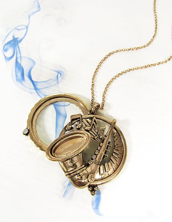 Musikinstrument 6 Mal Lupe Schiebemagnet Anhänger Halskette, 30 Zoll Plus 3 von TheTizana