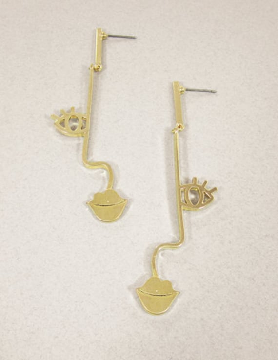 Picasso Gesicht Ohrring, Abstrakte Design Drop Baumwinkel Post Ohrringe von TheTizana