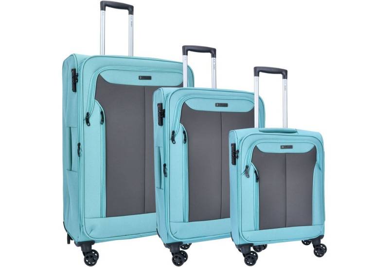 TheTrueC Koffer TheTrueC 3er Kofferset S/M/L Kopenhagen mint/grey, 4 Rollen Rollen von TheTrueC