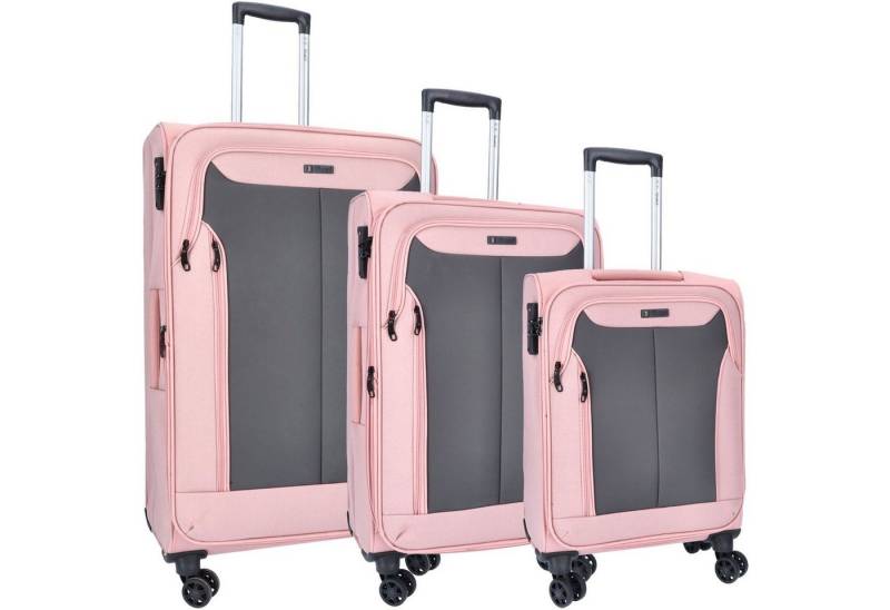 TheTrueC Koffer TheTrueC 3er Kofferset S/M/L Kopenhagen rose/grey, 4 Rollen Rollen von TheTrueC