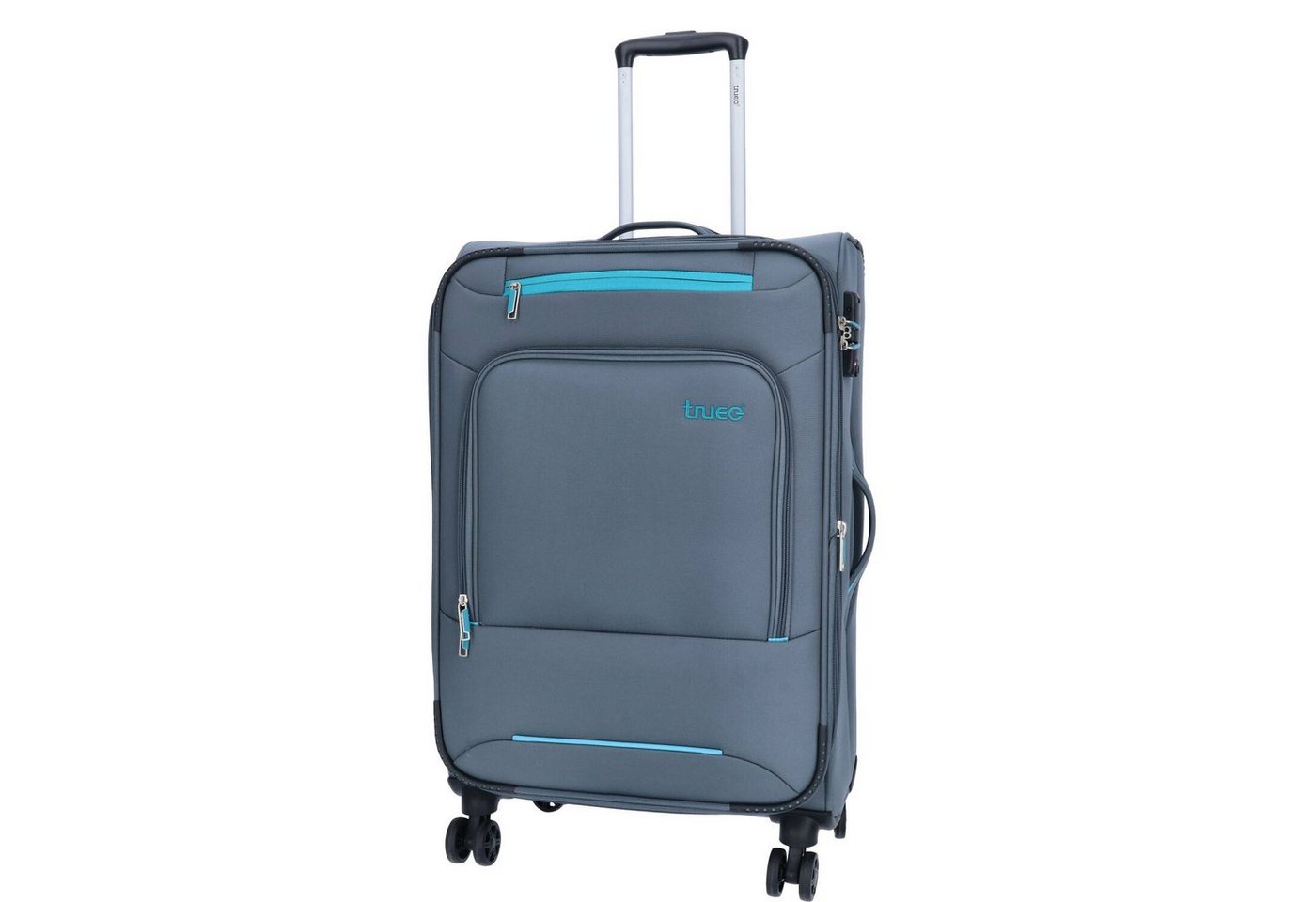 TheTrueC Koffer TheTrueC 4-Rad Trolley 69cm Grey-Blue Palma grey, 4 Rollen Rollen von TheTrueC