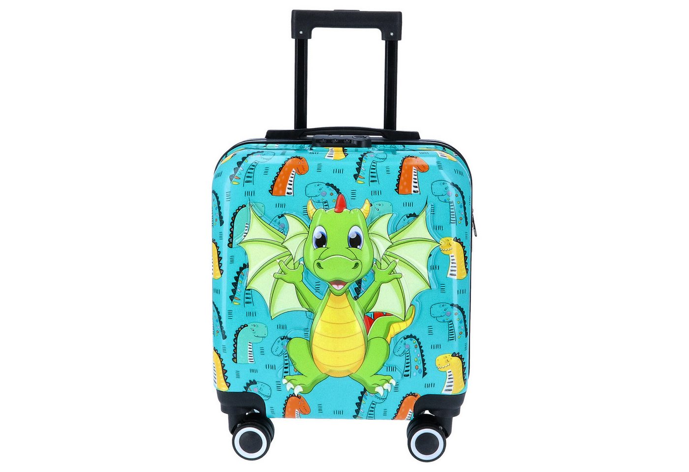 TheTrueC Koffer TheTrueC Kindertrolley 4 Rollen Dino grün von TheTrueC