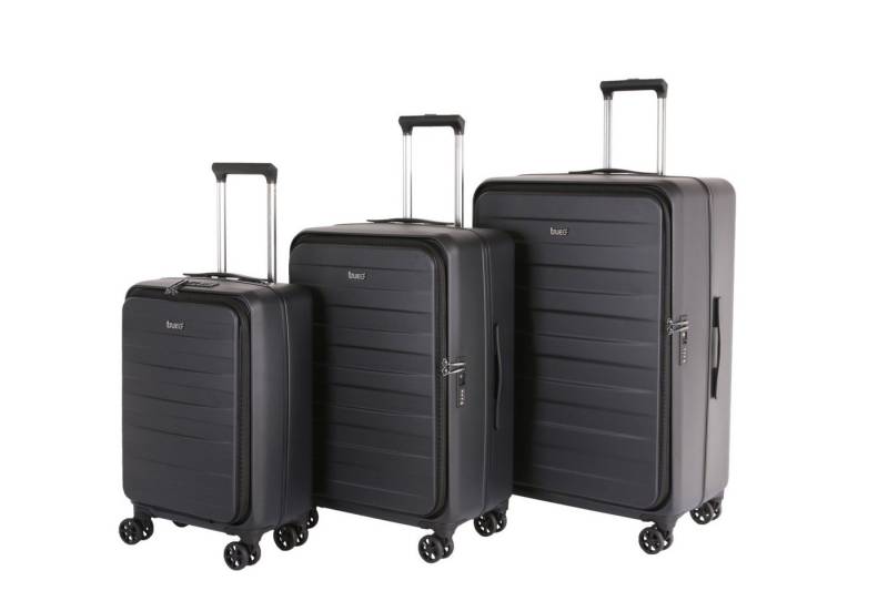 TheTrueC Koffer TheTrueC 4-Rad Toplader Trolley 3er-Set S/M/L Seoul Black, 4 Rollen Rollen von TheTrueC