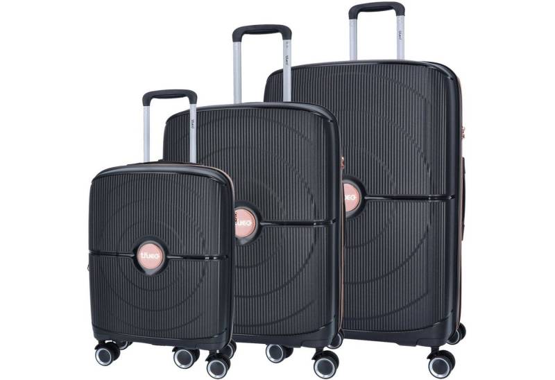 TheTrueC Koffer TheTrueC 4-Rad Trolley 3er Set Valencia Black, 4 Rollen Rollen von TheTrueC