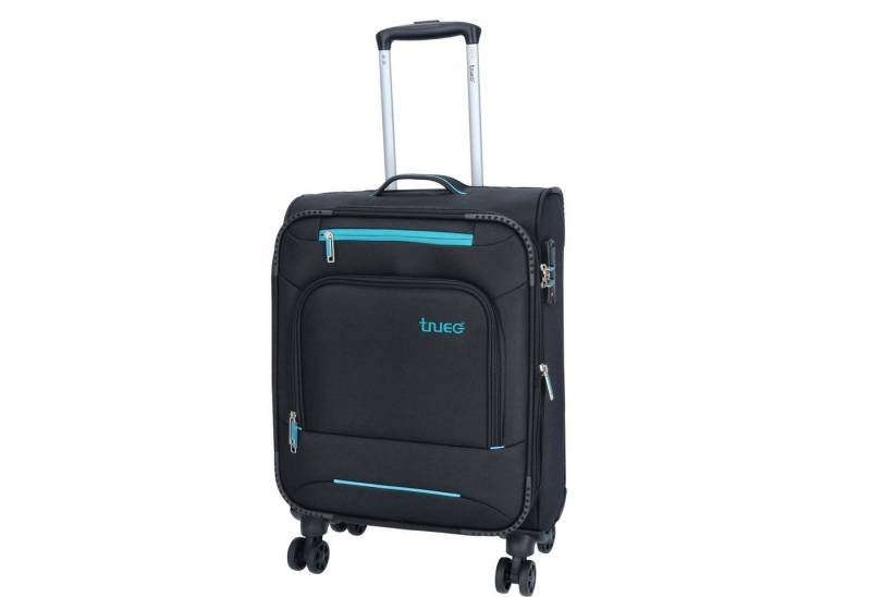 TheTrueC Koffer TheTrueC 4-Rad Trolley 55cm Black-Blue Palma Black, 4 Rollen Rollen von TheTrueC