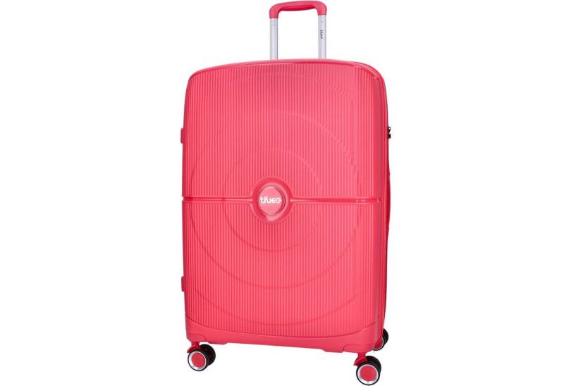 TheTrueC Koffer TheTrueC 4-Rad Trolley 74cm Valencia coral red, 4 Rollen Rollen von TheTrueC