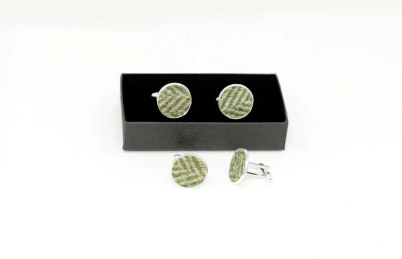 Harris Tweed Manschettenknöpfe Hochzeit Trauzeuge Grün Ht11 von TheTweedDog
