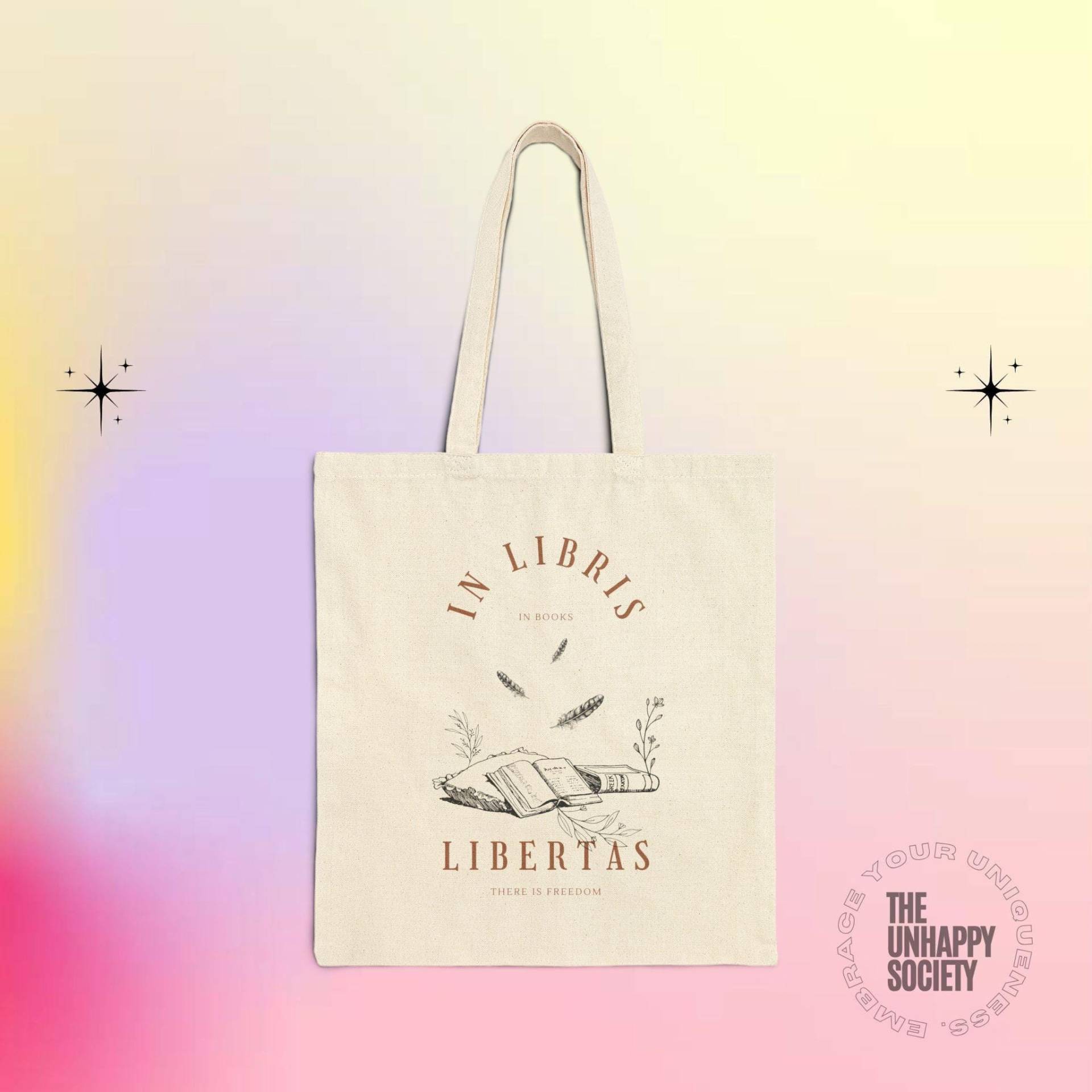 In Libris Libertas Canvas Tote Bag Booklover Gift Dark Academia Library Light Literary Teacher Gifts For Students von TheUnhappySociety