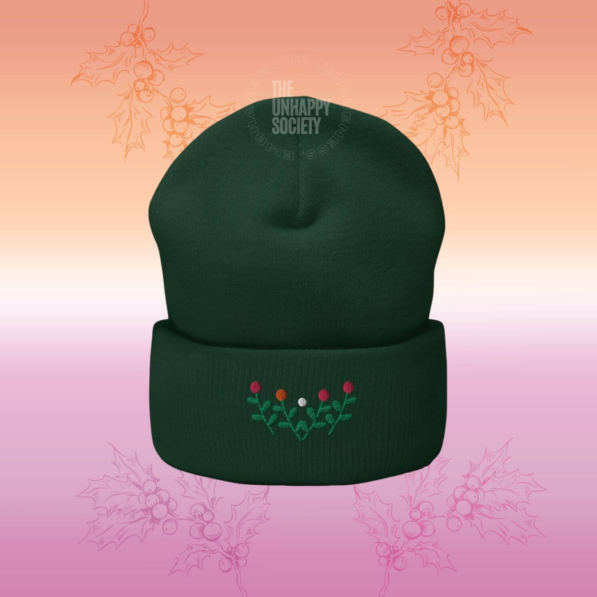 Subtle Lesbian Beanie, Embroidered Beanie Mistletoe Pride Gay Flag Gifts Coming Out Gift von TheUnhappySociety