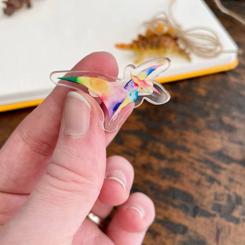 Regenbogen Pterodactyl Dinosaurier Acryl Pin | Pterodaktylus Anstecknadel Anstecker Pins Für Rucksäcke Und Hüte von TheUnrefinedCrafter