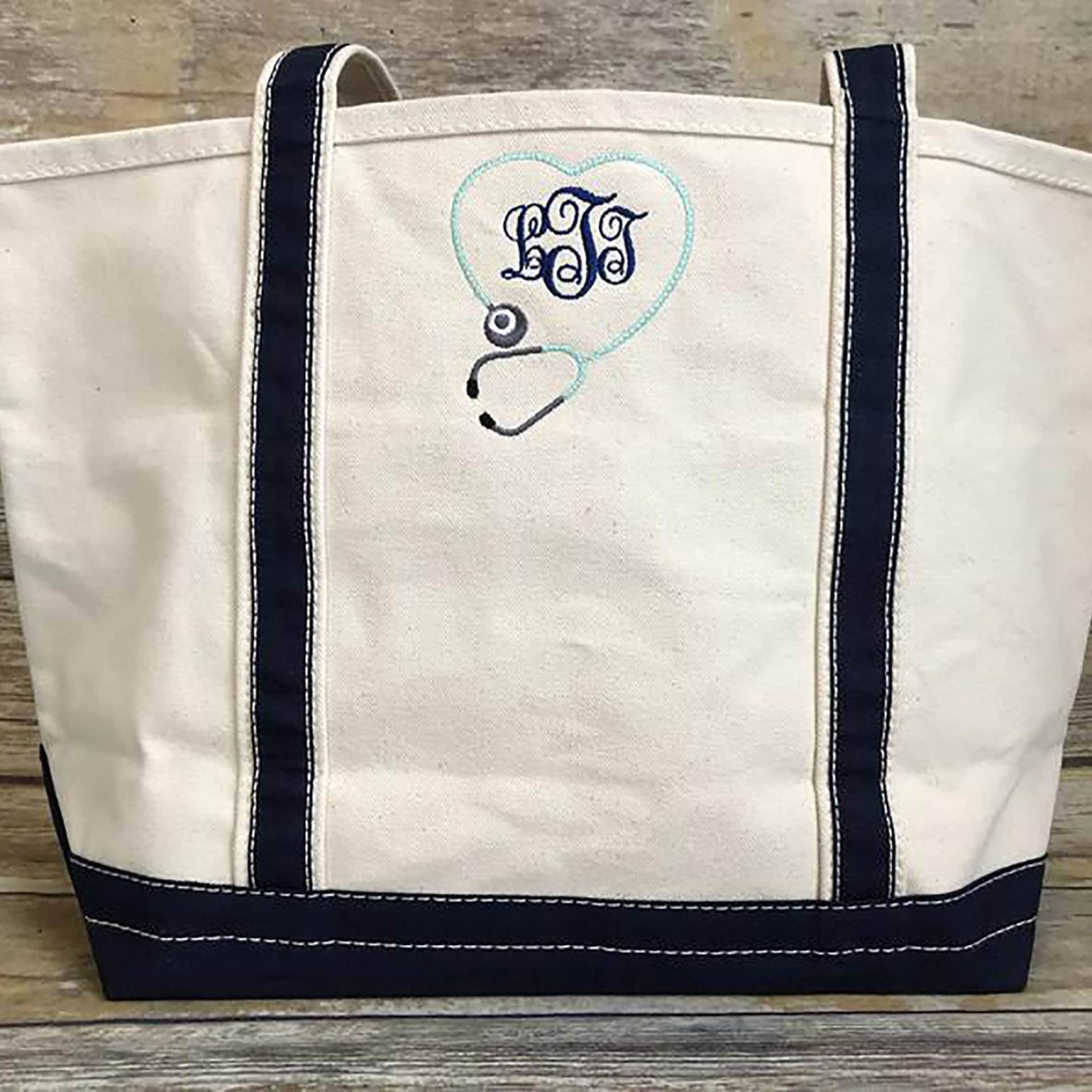 Monogramm Krankenschwester Tragetasche - Personalisierte Stethoskop von TheVarsityStitch