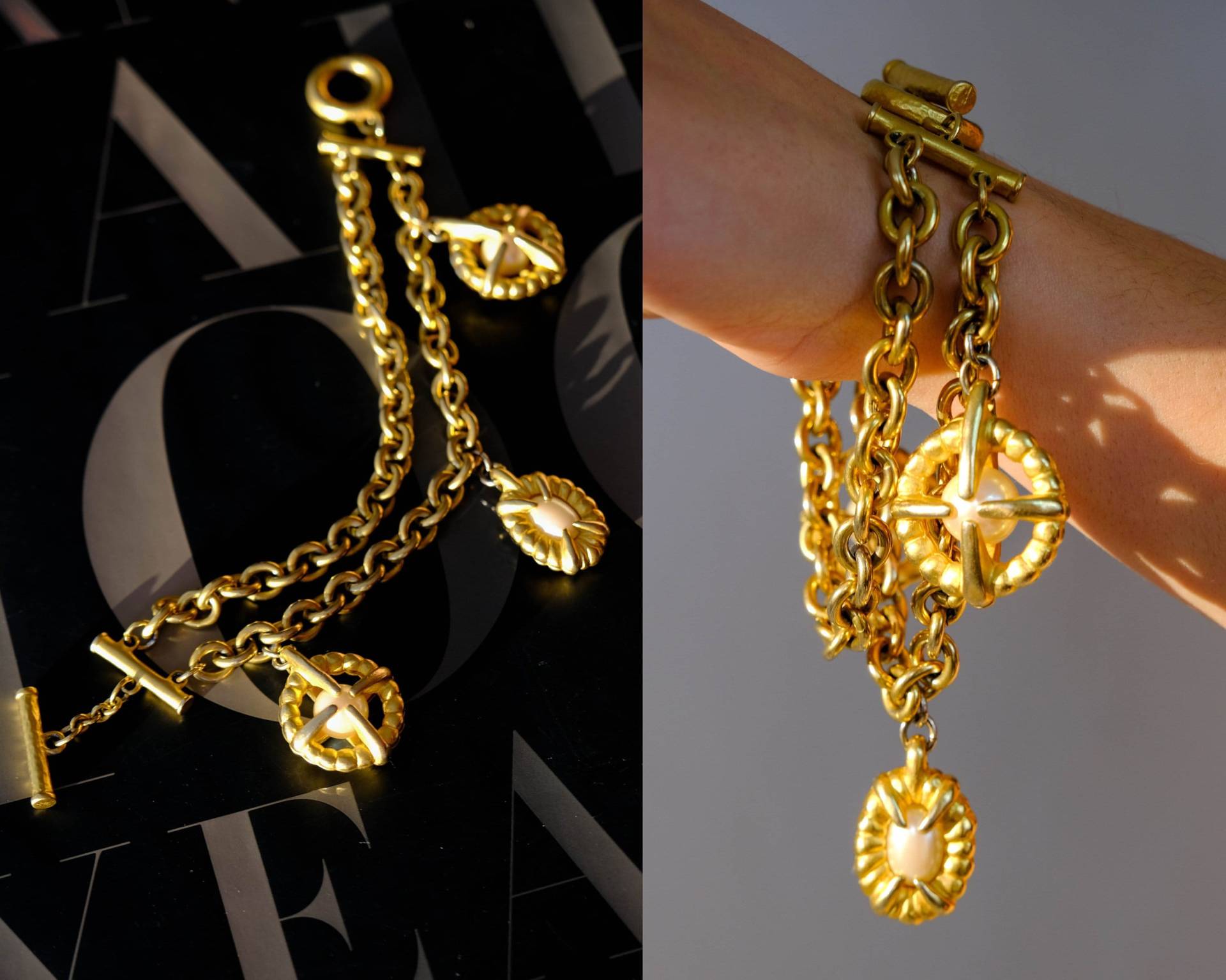 Vintage 80Er Givenchy Perlen Charm Gripoix Signiert Gold Chunky Chainlink Armband | Statement Piece 1980Er Designer Layering Modeschmuck Vintage 80Er Givenchy Perlen Charm Gripoix Signiert Gold Chunky Chainlink Armband | Statement Piece 1980Er Designer Layering Modeschmuck von TheVault1969