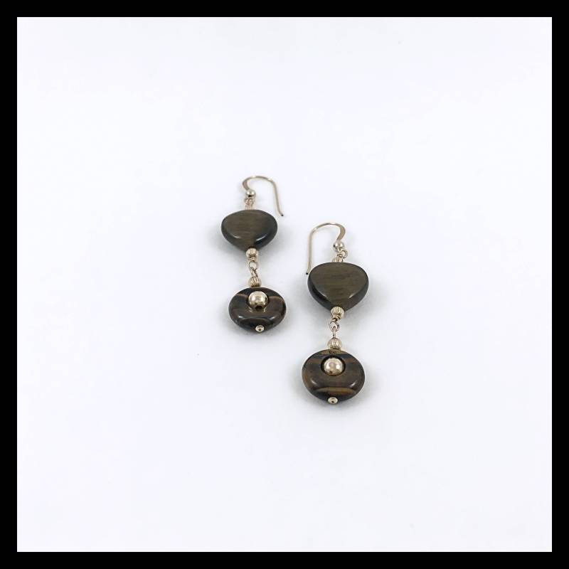 Braun Gelbliche Tigerauge Ohrringe Aus 14 Kt Gold Filled Draht, Perlen Und Haken. Stein Mit Fill Elementen Braun Gelbliche Tigerauge Ohrringe Aus 14 Kt Gold Filled Draht, Perlen Und Haken. Stein Mit Fill Elementen von TheVictoryCollection