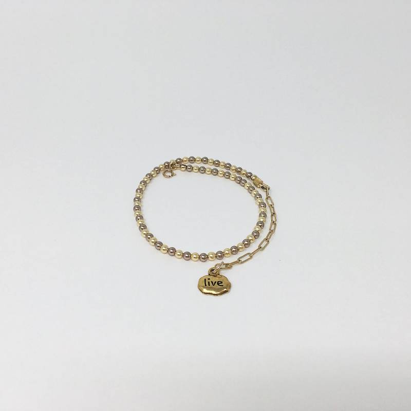 Einfach, Elegantes Fußkettchen Mit Verschiedenen Bronze-Swarovski-Perlen Und Gold Live Charm, 3 Mm Swarovski-Perlen Gefüllter Kette Einfach, Elegantes Fußkettchen Mit Verschiedenen Bronze-Swarovski-Perlen Und Gold Live Charm, 3 Mm Swarovski-Perlen Gefüllter Kette von TheVictoryCollection