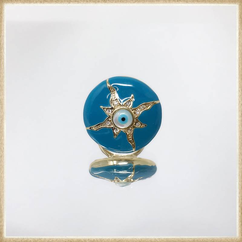 Evil Eye Starburst Ring, Carolina Blue Crystals Blau Ring Mit Eye, Swarovski Evil Eye Starburst Ring, Carolina Blue Crystals Blau Ring Mit Eye, Swarovski von TheVictoryCollection