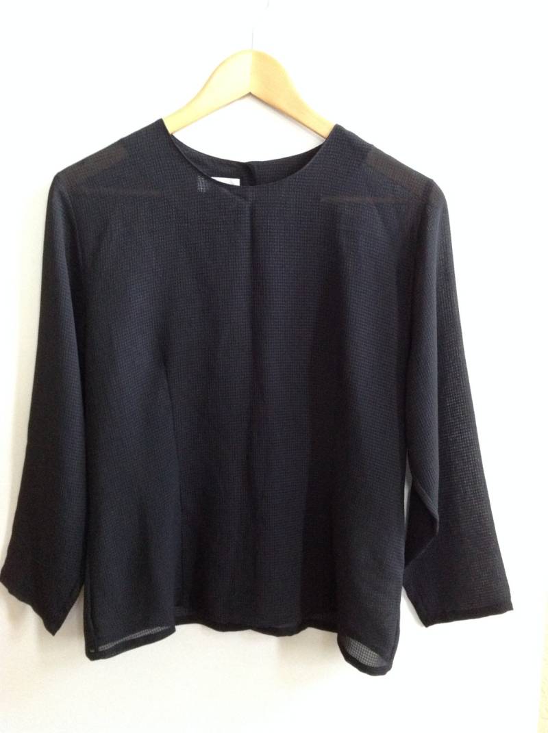 Bluse Vintage 1980Er Jahre Black/Dreiviertel Länge Ärmel Klein von TheVintageAlchemy