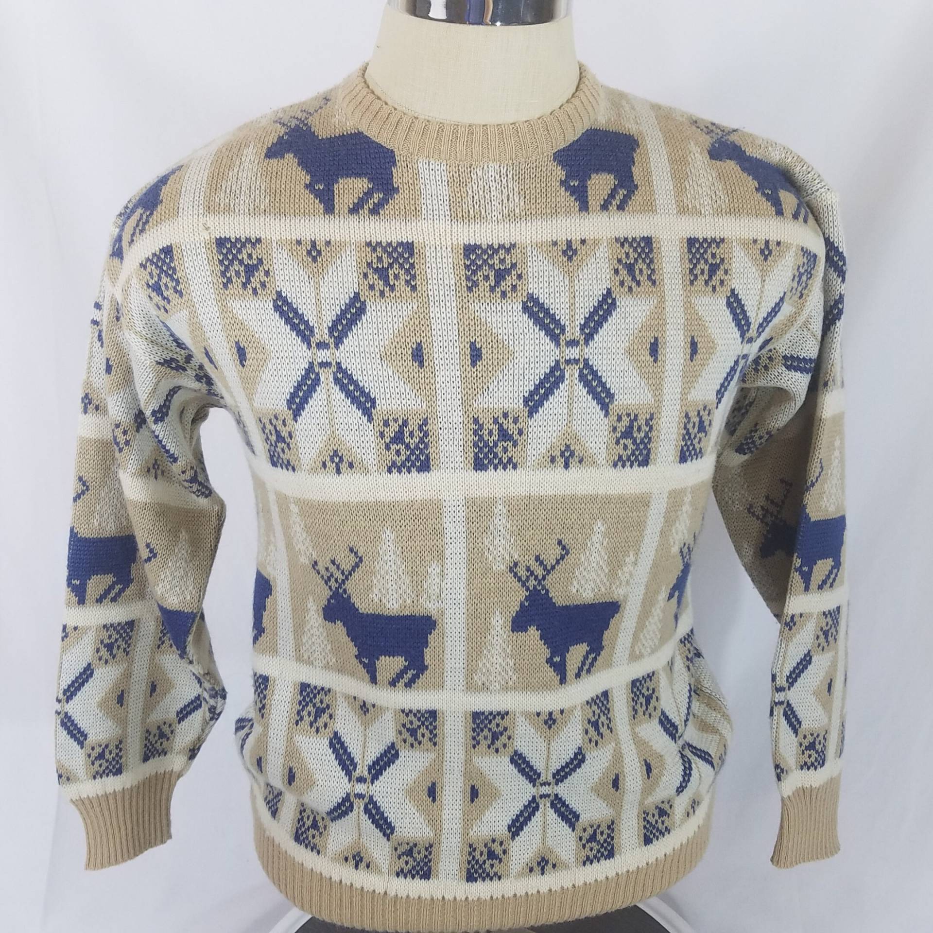 Vintage 90Er Jahre Montant Pullover Rentier Schneeflocke Rundhals von TheVintageBoneyard