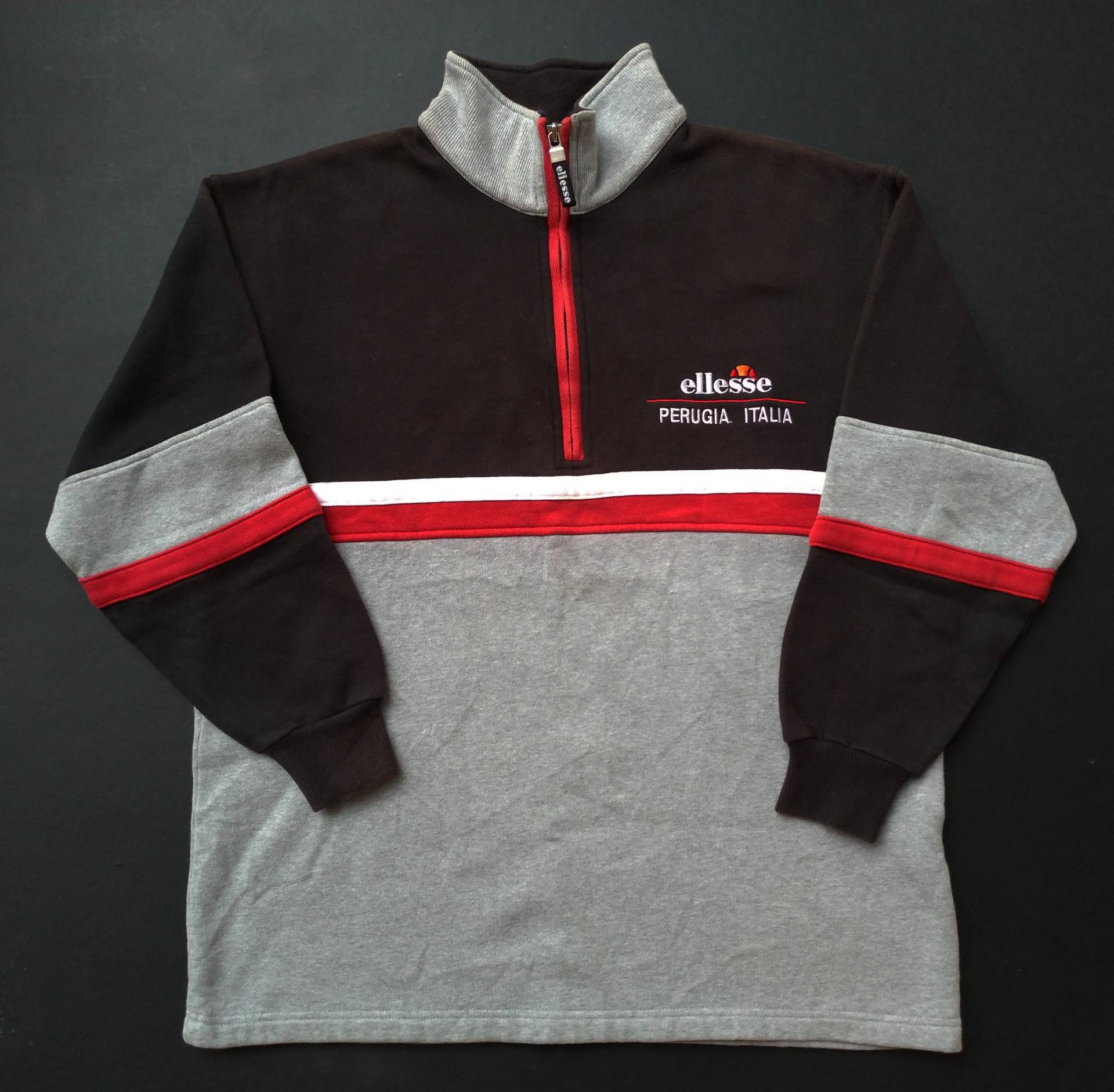 Auf Verkauf Jahrgang Ellesse Sweatshirt Großes Logo Streifen Spellout Selten Perugia von TheVintageGarment